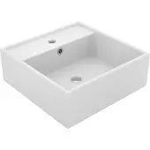 vidaXL Fyrkantigt handfat bräddavlopp matt vit 41x41 cm keramik