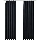 vidaXL Mörkläggningsgardiner med Hakar 2 st., Svarta, 140X175 cm