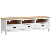 vidaXL TV-bänk Hill vit 158x40x47 cm massiv furu