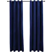 vidaXL Mörkläggningsgardiner med ringar 2 st mörkblå sammet 140x245 cm