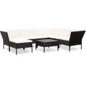 vidaXL Loungegrupp för trädgården med dynor 8 delar konstrotting svart
