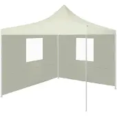 vidaXL Pop-up-tält med 2 väggar, 3 x 3 m, krämfärgad