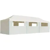 vidaXL Pop-Up hopfällbart partytält med 8 sidoväggar gräddvit 870x291x315 cm