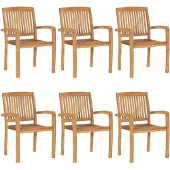 vidaXL Stapelbara trädgårdsstolar 6 st massiv teak