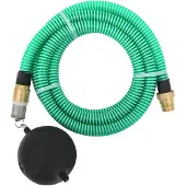 vidaXL Sugslang med kopplingar mässing grön 1,1" 5 m PVC