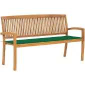 vidaXL Stapelbar trädgårdsbänk med dyna 159 cm massiv teak
