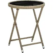 vidaXL Soffbord beige 60 cm konstrotting och härdat glas