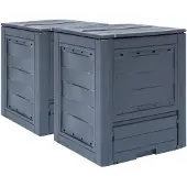 vidaXL Trädgårdskompost 2 st grå 60x60x73 cm 520 L
