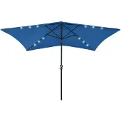 vidaXL Parasoll med LED och Stålmast, Solskydd för Altan, Solskydd, Strandparasoll Terrass 313793