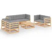 vidaXL Loungegrupp med dynor 8 delar massiv furu