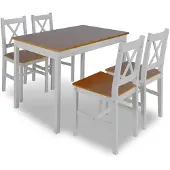 vidaXL Matgrupp 5 delar brun och vit