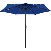 vidaXL Parasoll med LEDs och aluminiumstång 270 cm azurblå