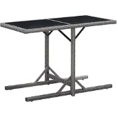 vidaXL Trädgårdsbord antracit 110x53x72 cm glas och konstrotting
