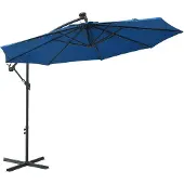 vidaXL Utomhusparasol - - Utfällbar modell - 300 cm - LED-lampor - Stång i stål