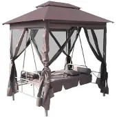 vidaXL Paviljong med hammock kaffebrun