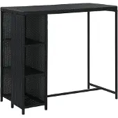 vidaXL Barbord med hyllplan svart 120x60x110 cm konstrotting