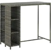 vidaXL Barbord med hyllplan, grått, 120x60x110 cm, konstrotting