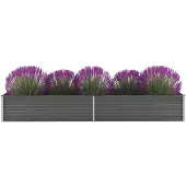 vidaXL Odlingslåda upphöjd galvaniserat stål 320x80x45 cm grå