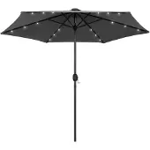 vidaXL Parasoll med LED-lampor och aluminiumstång 270 cm antracit