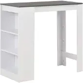vidaXL Barbord med Hylla Vit 110x50x103 cm