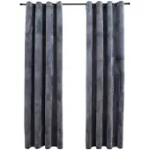 vidaXL Mörkläggningsgardiner med ringar 2 st antracit sammet 140x245 cm