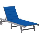 vidaXL Solsäng med dyna grå massivt akaciaträ