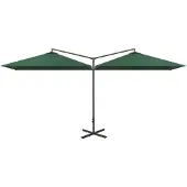 vidaXL Dubbelt parasoll med stålstång grön 600x300 cm