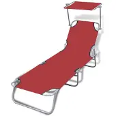 vidaXL Fällbar Chaiselongue med Överdrag Röd Solsäng Strandstol 41198