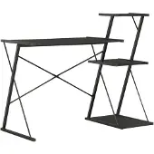 vidaXL Skrivbord med hylla svart 116x50x93 cm