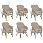 vidaXL Matstolar 6 st beige tyg och massiv ek