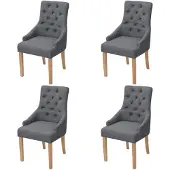 vidaXL Matstolar 4 st mörkgrå tyg