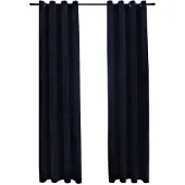 vidaXL Mörkläggningsgardiner med ringar 2 st svart sammet 140x245 cm