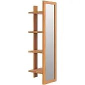 vidaXL Väggspegel med hyllor 30x30x120 cm massiv teak