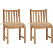 vidaXL Trädgårdsstolar 2 st med dynor massiv teak