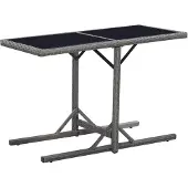 vidaXL Trädgårdsbord svart 110x53x72 cm glas och konstrotting