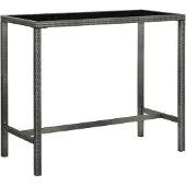 vidaXL Barbord för trädgård grå 130x60x110 cm konstrotting och glas