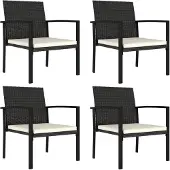 vidaXL Black Resin Rotting Garden Dining Chair Set -