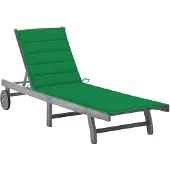 vidaXL Solsäng med dyna grå massivt akaciaträ