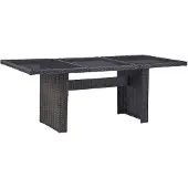 vidaXL Trädgårdsbord svart 200x100x74 cm glas och konstrotting