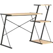 vidaXL Skrivbord med hylla svart och ek 116x50x93 cm