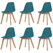 vidaXL Matsalsstolar - - Set om 6 - Turkos - Plast - Modern design