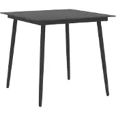 vidaXL Trädgårdsbord svart 80x80x74 cm stål och glas