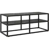 vidaXL Tv-bänk svart med svart marmor glas 100x40x40 cm