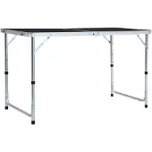 vidaXL Hopfällbart campingbord grå aluminium 120x60 cm