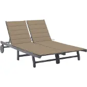 vidaXL Solsäng för 2 med dyna grå massivt akaciaträ