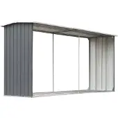 vidaXL Vedskjul i galvaniserat stål 330x92x153 cm grå Grå