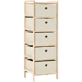 vidaXL Hylla med 5 tygkorgar, Cederträ, Beige