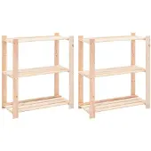 vidaXL Förvaringshylla 3 hyllor 2 st 80x38x90 cm massiv furu 150 kg