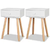 vidaXL Sängbord, set om 2, furu, 40 x 30 x 61 cm, vit