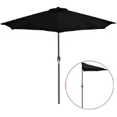 vidaXL Balkongparasoll med aluminiumstång svart 270x144x222 cm halvt